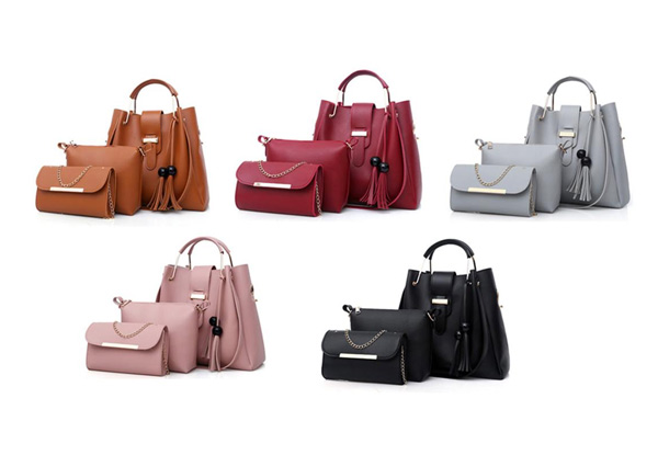 Three-Piece Bucket Bag Set - Five Colours Available with Free Delivery