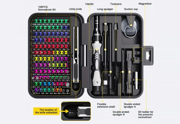 132-in-1 Precision Screwdriver Repair Tool Kit with Dual-Layer Storage Case