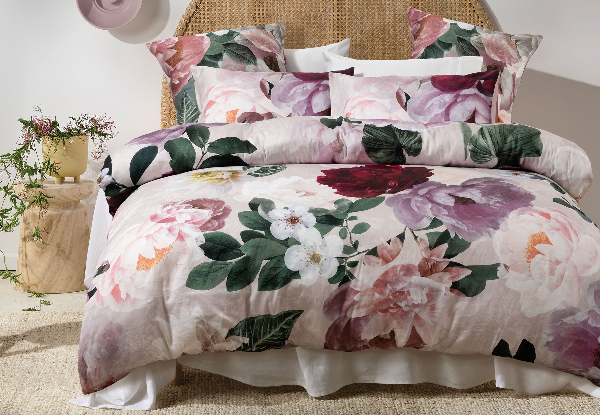 Savona Maxine Duvet Cover Set - Available in Four Colours & Option for Extra European Pillowcase