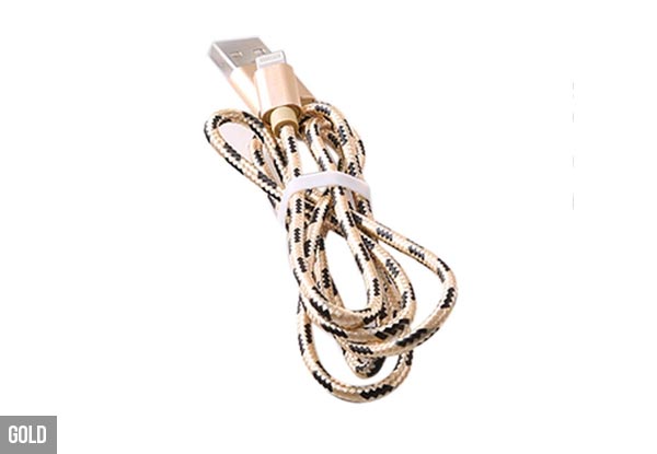Two-Pack of One-Metre Lightning Charging Cable  - Three Colours Available