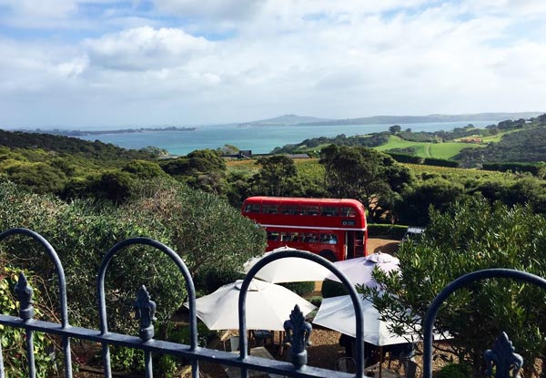 Double Decker Bus Full Day Waiheke Wine Tour incl. Two Top Vineyards - Options for up to Eight People