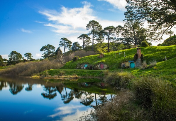 Hobbiton Movie Set & Waitomo Glowworm Caves Small Guided Return Tour for One Person - Options for Two Adults or One Child