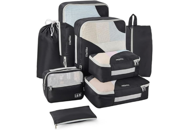 Eight-Piece Travel Organiser Bag Set - Four Colours Available