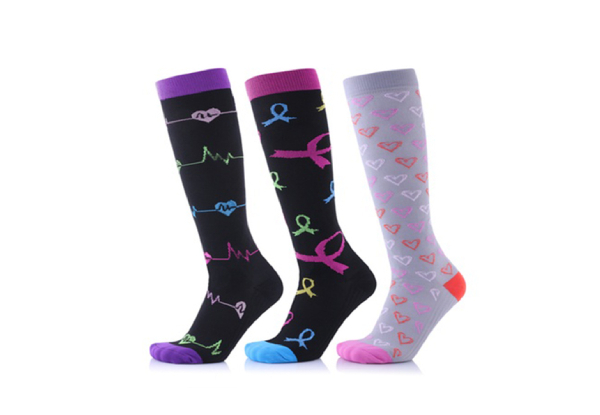 Three-Pack of Women's Knee-Length Compression Socks - Option for Six-Pack with Free Delivery