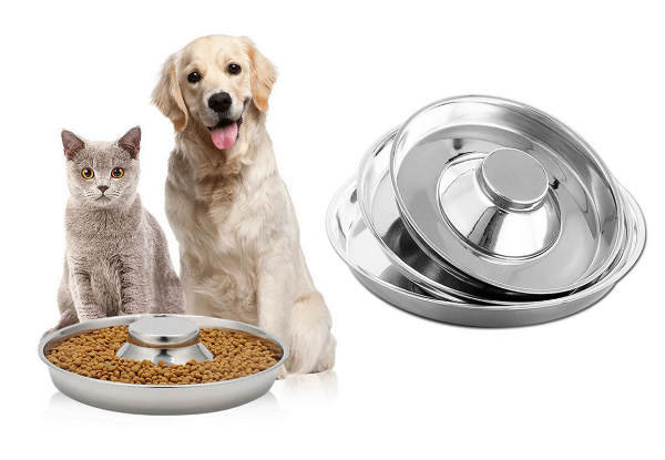 Stainless Steel Pet Slow Feed Bowl - Three Sizes Available