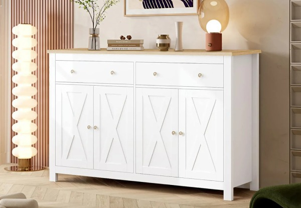 Two-Drawer Sideboard Buffet Cabinet with Four-Doors