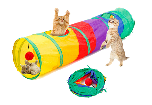 Collapsible Pet Cat Tunnel Tube - Available in Two Styles & Option for Two