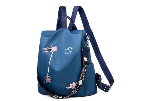 Women's Floral Embroidered Backpack - Available in Three Colours