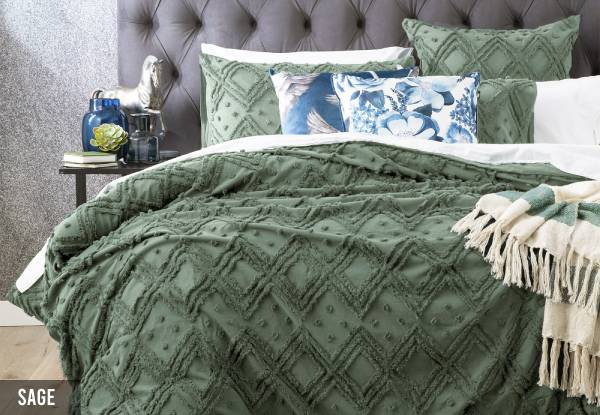 Medallion Vintage Tufted Quilt Cover Incl. Pillowcase - Available in Five Colours & Three Sizes