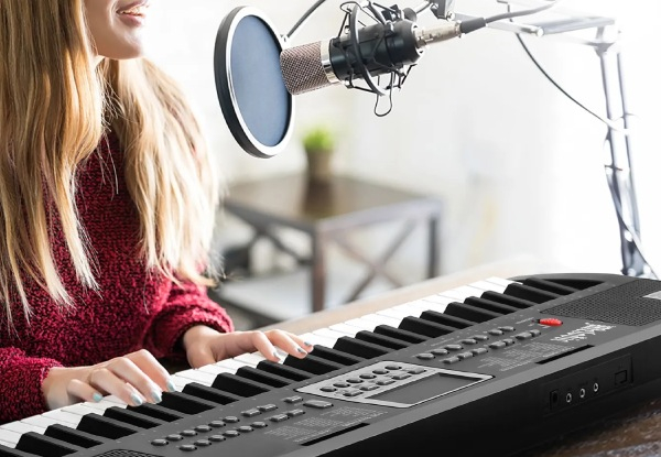 Portable 61-Key Electronic Keyboard with Mic & Stand - Two Colours Available