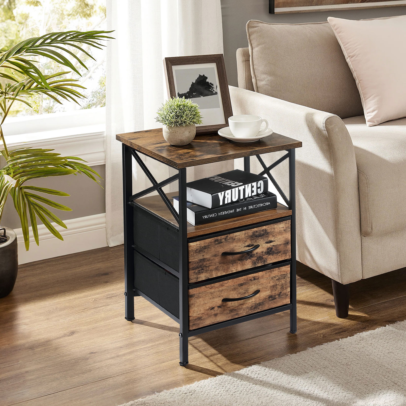 Two-Drawer Narrow Sofa Side End Table