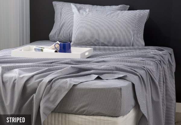 Park Avenue 175GSM Egyptian Cotton Flannelette Sheet Set - Available in Two Styles & Seven Sizes