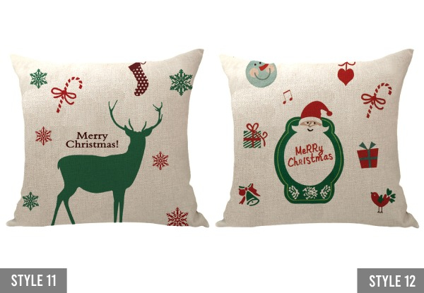 Two-Pack Christmas Square Zipper Pillowcases - Available in 13 Styles & Options for Eight-Pack