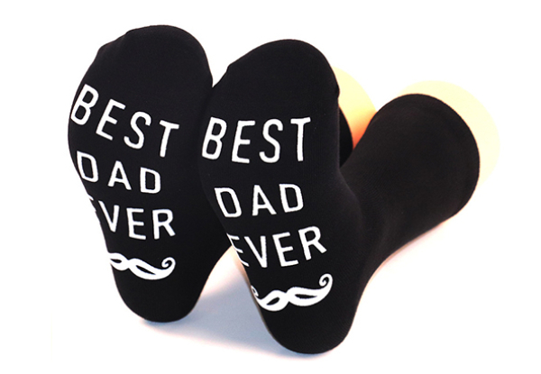 Best Dad Ever Print Novelty Fun Cotton Blend Comfortable Crew Socks