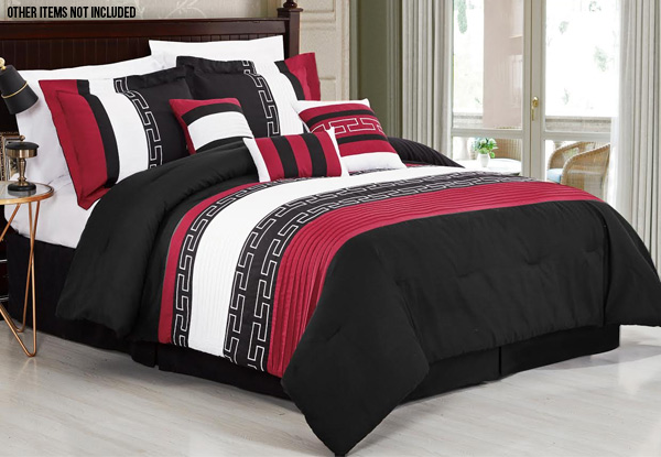 Seven-Piece Embroidered Comforter - Three Sizes Available