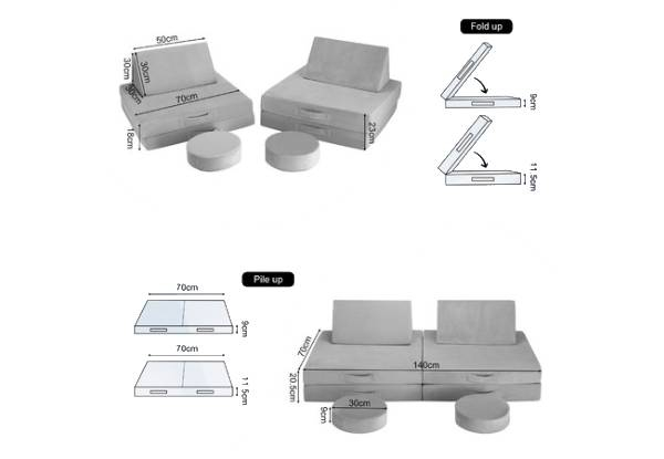 Six-Piece Kids Convertible Modular Sofa Set - Two Options Available