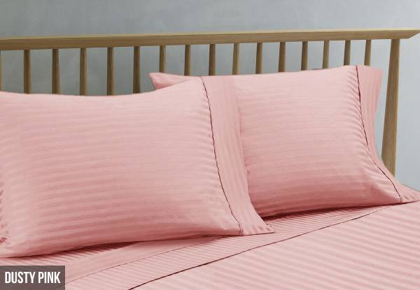 Ramesses 1500TC Spring Refresh Stripe Jacquard Damask Finished Egyptian Cotton Sateen Sheet Set - Two Sizes & Five Colours Available