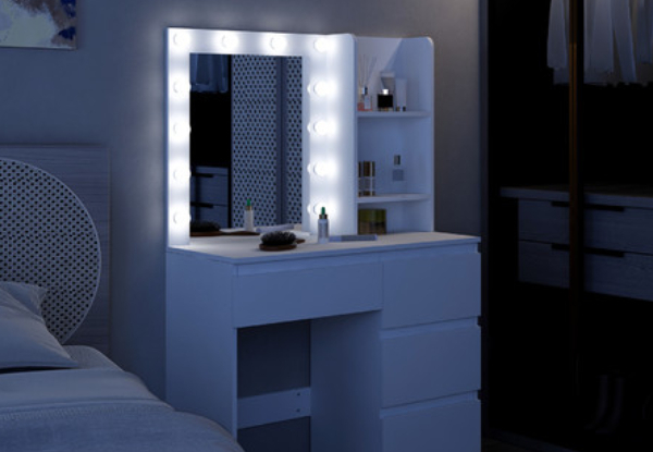 Maxkon Four-Drawer Dressing Table with 12 LED