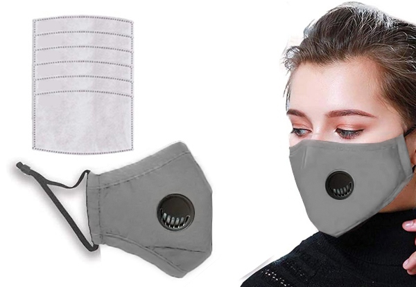 Reusable & Washable Face Mask with Six Filters - Four Colours Available & Options for Three or Five Packs