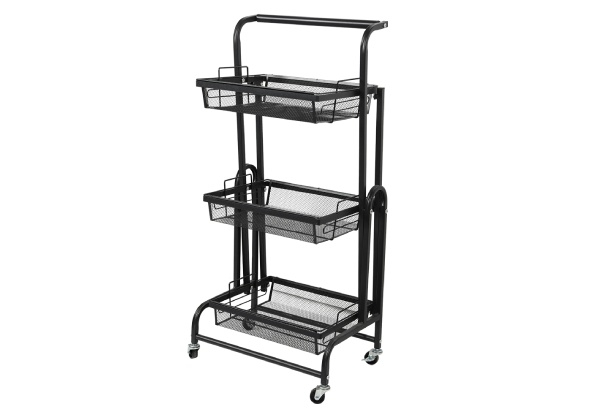 Levede Three-Tier Kitchen Trolley Cart Shelf Rack