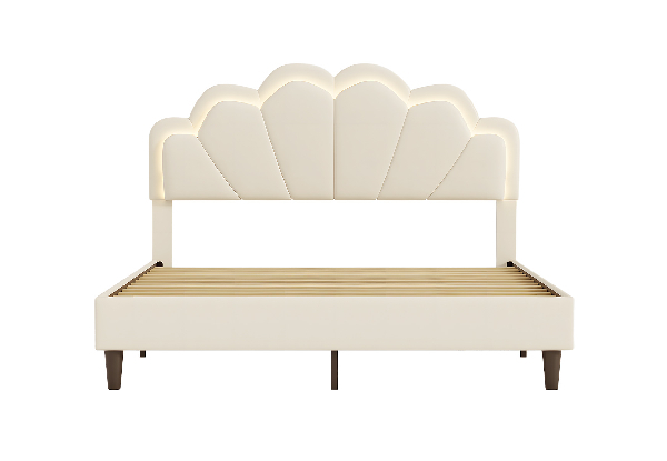 Wooden Bed Frame with LED Headboard - Available in Two Sizes