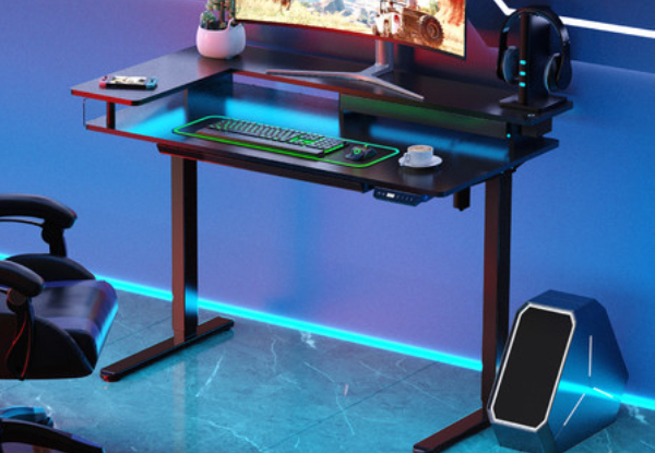 Two-Tier LED Electric Motorised Standing Desk - Two Colours Available