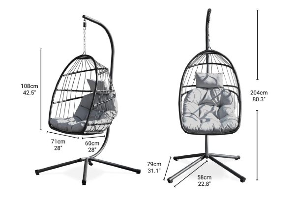 iFurniture Rony Folding Hanging Chair with Cushion