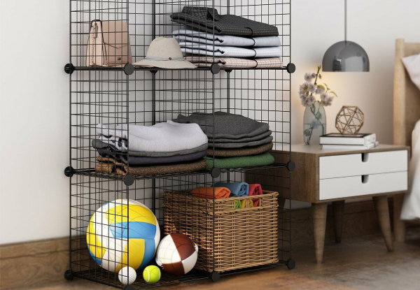 Six-Cube DIY Wire Storage Shelves - Two Colours Available