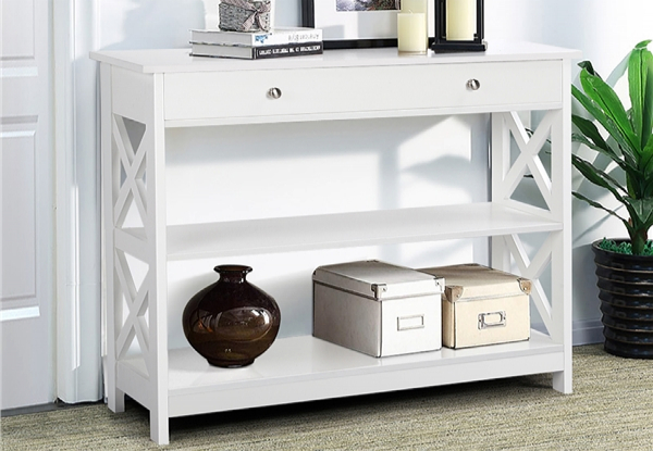 Wooden Console Table with Drawer & Two Open Shelves - Two Colours Available