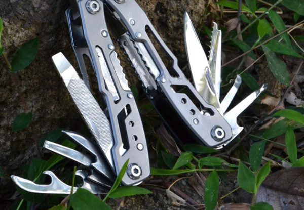 11 Multi-Function Tool with Spring-Loaded Pliers