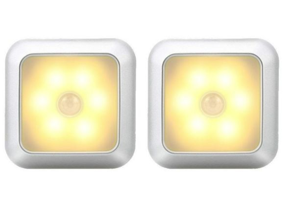 Two-Pack LED Motion Sensor Night Lights - Available in Two Colours & Option for Four-Pack