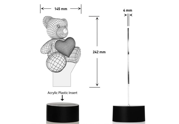 3D Seven-Colour Changing Acrylic Teddy Bear Night Lamp