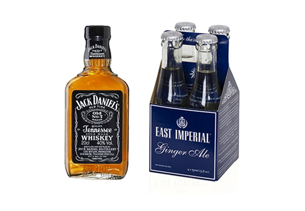 Jack Daniel's 200ml Bottle & East Imperial Thai Ginger Ale Four-Pack