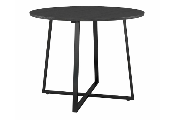 X-Shaped Steel Legs Round Dining Table - Two Colours Available