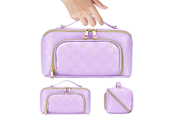 Checkered Travel Cosmetic Bag - Five Colours Available