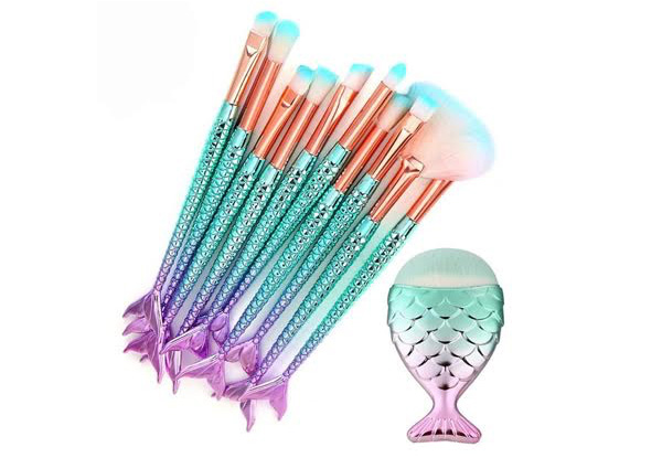 11-Piece Mermaid Makeup Brush Set