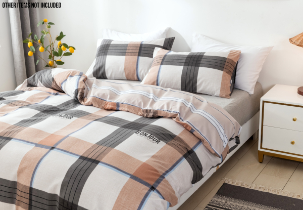Three-Piece Microfibre Duvet Cover Set in Buffalo Plaid - Two Sizes Available