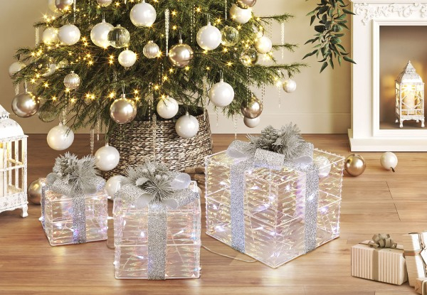 Three-Set 3D Foldable Gift Box LED Christmas Lights