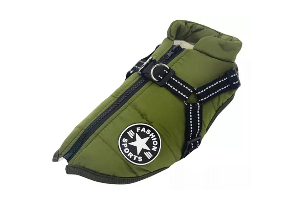 Water-Resistant Warm Winter Dog Harness Coat - Available in Five Colours & Seven Sizes