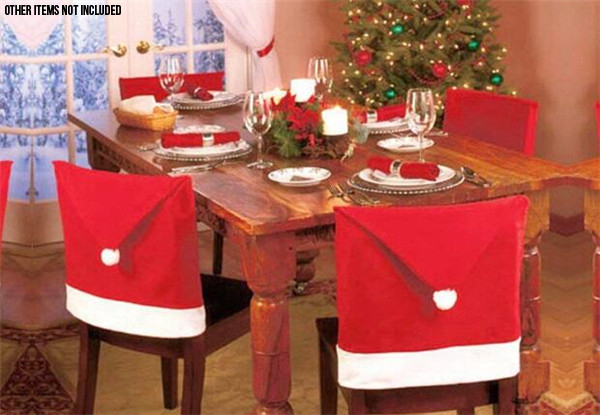 Six-Pack Santa Claus Red Hat Chair Back Covers