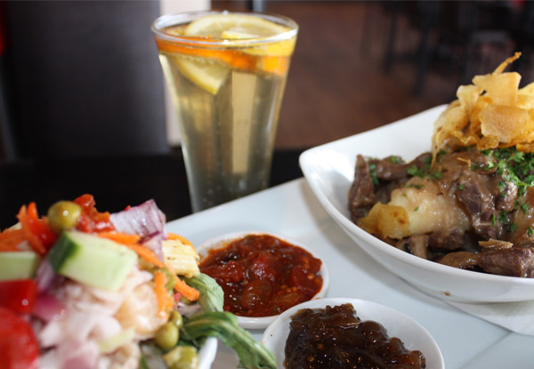 Two Lunch Favourites incl. Salad & a Beer Shandy - Option to incl. a Chocolate Dessert Platter Available