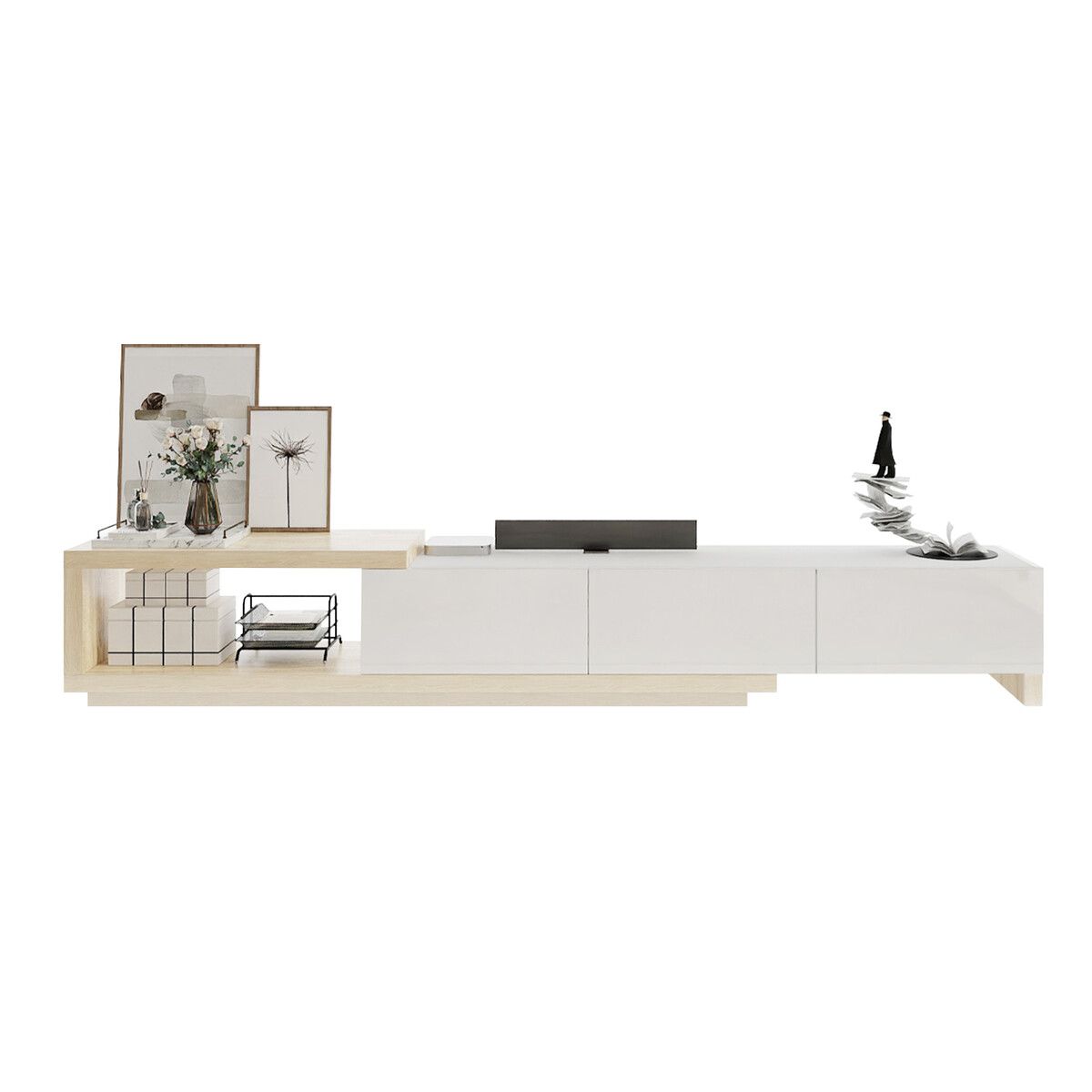 Three-Drawer Extendable TV Stand Unit - Two Colours Available