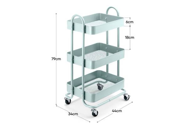 Three-Tier Lockable Metal Utility Rolling Cart - Three Colours Available
