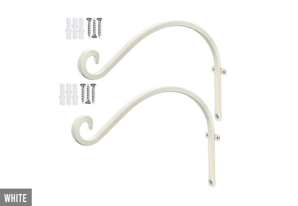 Two-Pack of Metal Hanging Plant Wall Brackets - Two Colours Available & Option for Four-Pack