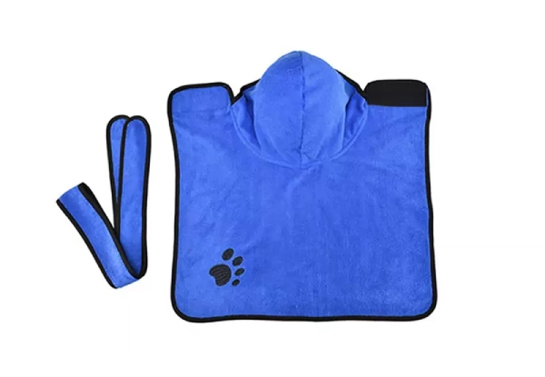 Microfibre Fast Drying Dog Bathrobe - Two Colours & Four Sizes Available - Option for Two-Pack