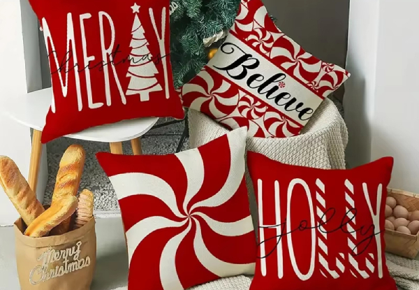 Four-Pack Christmas Throw Pillow Covers