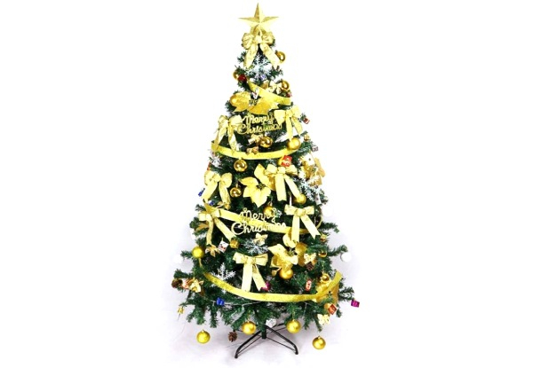 Golden Christmas Tree with Decorations
