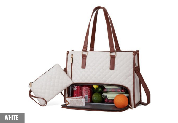 Tote Bag with Insulated Lunch Compartmentand Handbag - Available in Seven Colours