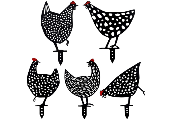 Five-Pack of Chicken Garden Stakes