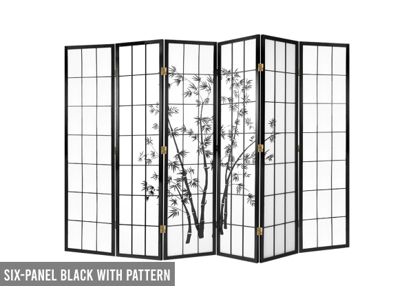 Four-Panel Room Divider - Two Colours Available - Option for Six-Panel & with Pattern